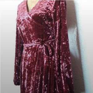 Gianni Bini Velvet Witchy Velvet Wrap Dress Red Burgundy M Medium